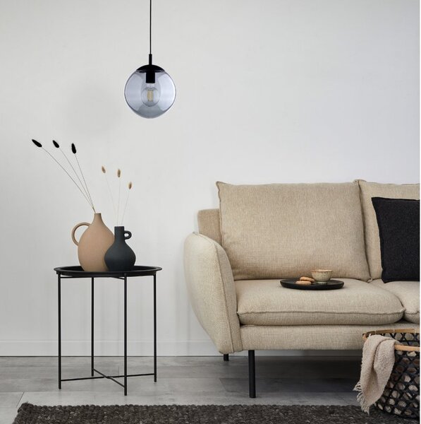 TK Lighting Černý závěsný lustr Esme s kouřovým stínidlem 250mm pro žárovku E27 TK5378