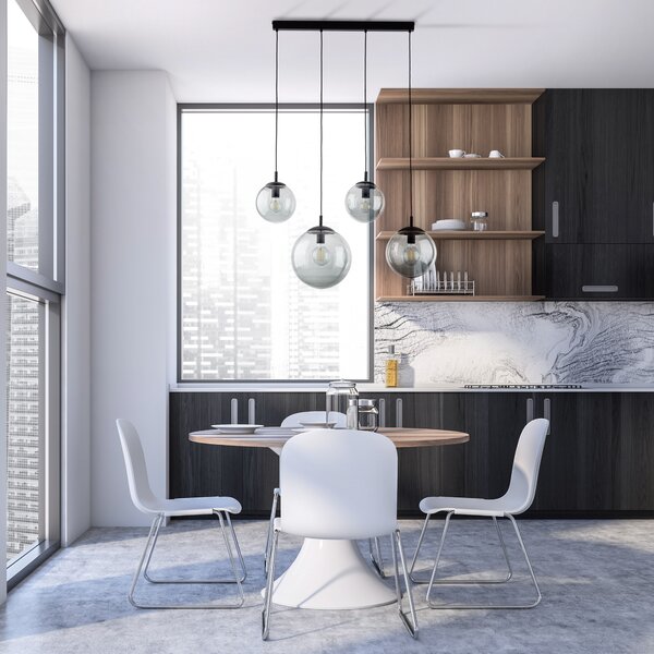 TK Lighting Černý závěsný lustr Esme s kouřovými stínidly pro žárovku 4x E27 TK5381