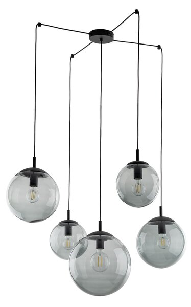TK Lighting Černý závěsný lustr Esme s kouřovými stínidly pro žárovku 5x E27 TK5382