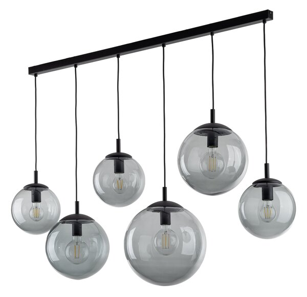 TK Lighting Černý závěsný lustr Esme s kouřovými stínidly pro žárovku 6x E27 TK5383