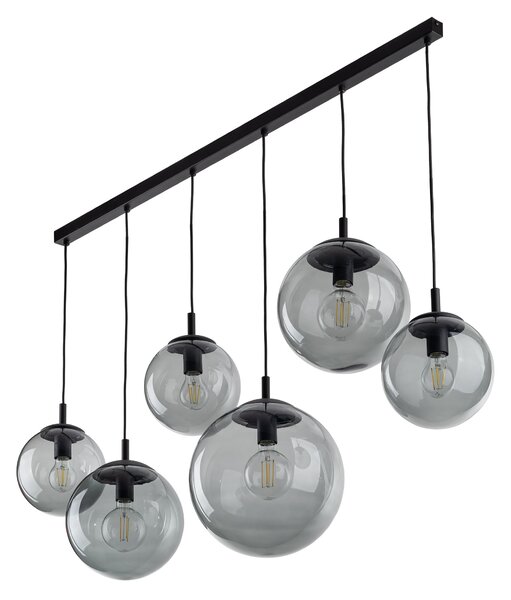 TK Lighting Černý závěsný lustr Esme s kouřovými stínidly pro žárovku 6x E27 TK5383