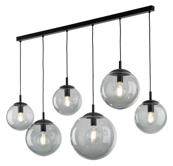 TK Lighting Černý závěsný lustr Esme s kouřovými stínidly pro žárovku 6x E27 TK5383