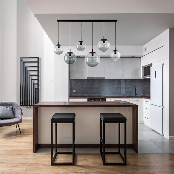 TK Lighting Černý závěsný lustr Esme s kouřovými stínidly pro žárovku 6x E27 TK5383