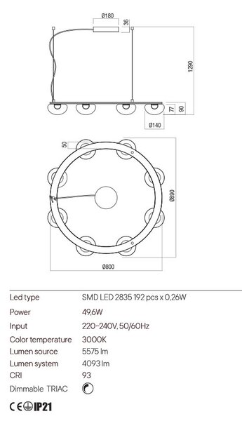 Redo Designové LED závěsné svítidlo SINCLAIR, ø89cm Barva: Černá