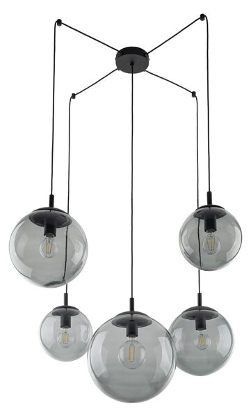 TK Lighting Černý závěsný lustr Esme s kouřovými stínidly pro žárovku 5x E27 TK5382
