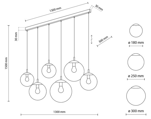 TK Lighting Černý závěsný lustr Esme s kouřovými stínidly pro žárovku 6x E27 TK5383