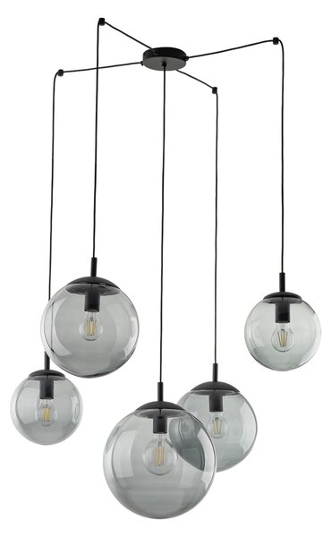 TK Lighting Černý závěsný lustr Esme s kouřovými stínidly pro žárovku 5x E27 TK5382