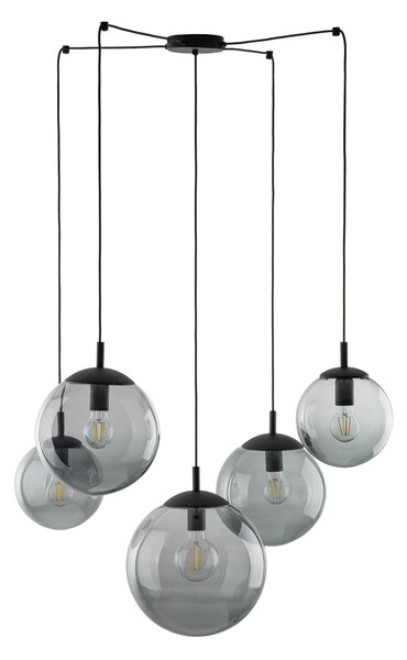 TK Lighting Černý závěsný lustr Esme s kouřovými stínidly pro žárovku 5x E27 TK5382