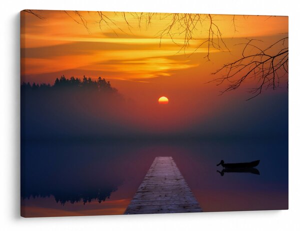 Obraz mostu při západu slunce (70x50 cm)