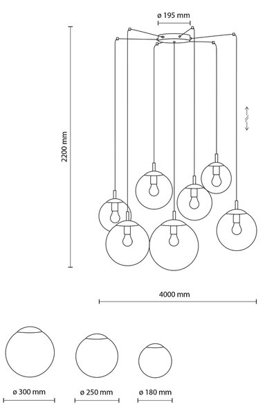 TK Lighting Černý závěsný lustr Esme s kouřovými stínidly pro žárovku 7x E27 TK5385
