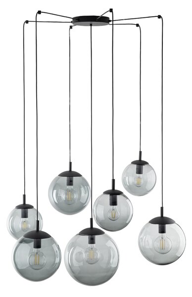 TK Lighting Černý závěsný lustr Esme s kouřovými stínidly pro žárovku 7x E27 TK5385