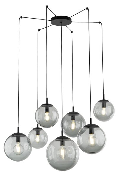 TK Lighting Černý závěsný lustr Esme s kouřovými stínidly pro žárovku 7x E27 TK5385