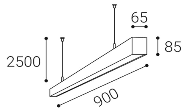 Led2 Lineární závěsné LED svítidlo LINO II 90 cm Barva: Černá, Stmívání, řízení: ON/OFF (bez stmívání), Vyzařování světla: dolů