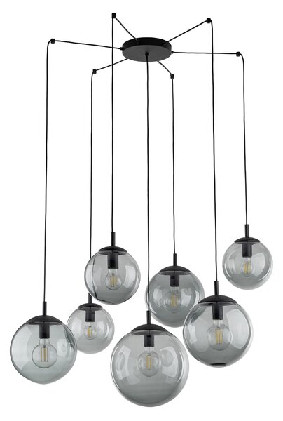 TK Lighting Černý závěsný lustr Esme s kouřovými stínidly pro žárovku 7x E27 TK5385