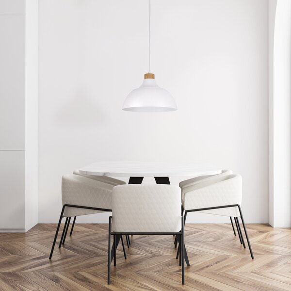 TK Lighting Bílý závěsný lustr Cap pro žárovku E27 TK2070