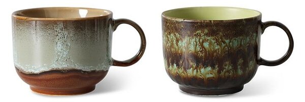 Set 2ks hrnek na čaj 70s Lush Odyssey Tea - 14*10*8cm / 425 ml - HKLIVING