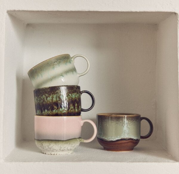 Set 2ks hrnek na čaj 70s Lush Tea - 14*10*8cm / 425 ml - HKLIVING
