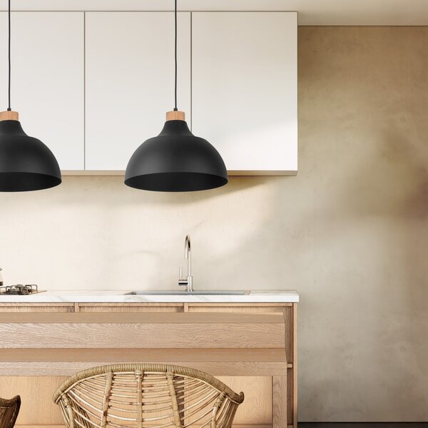 TK Lighting Černý závěsný lustr Cap pro žárovku E27 TK2071