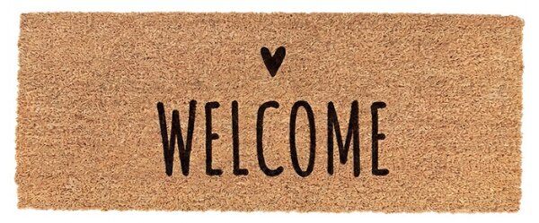 Podlouhlá kokosová rohožka Welcome Heart – 75x22x2 cm