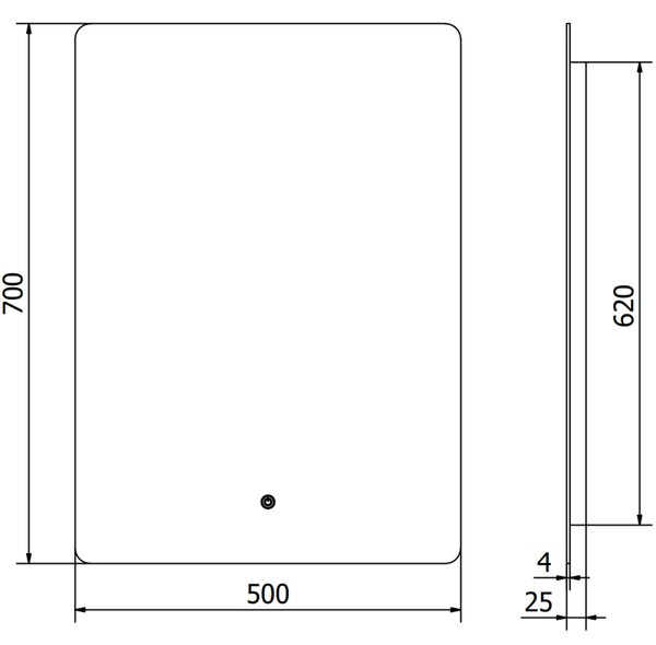 Mexen Sun, LED koupelnové zrcadlo s podsvícením 50 x 70 cm, 6000K, ochrana proti zamlžování, 9807-050-070-611-00