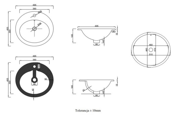 Invena Nikea umyvadlo 49.5x45.5 cm oválné zápustný bílá CE-53-001