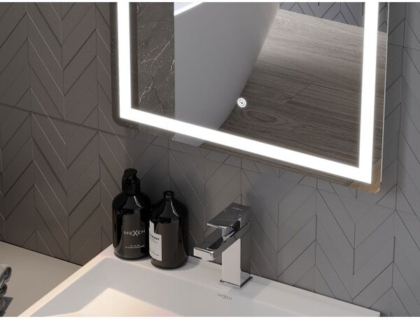Mexen Onyx osvětlené koupelnové zrcadlo s kosmetickým zrcátkem 60 x 80 cm, LED 6000K, proti zamlžování - 9813-060-080-611-00