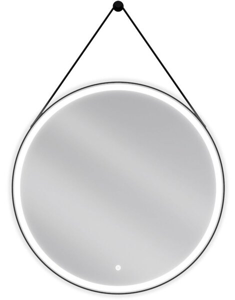 Mexen Reni koupelnové zrcadlo podsvícené, kulaté 80 cm, LED 6000K, protimlhové, černý rám - 9812-080-080-611-70