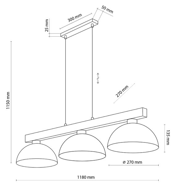 TK Lighting Béžový závěsný lustr Oslo pro žárovku 3x E27 TK11012