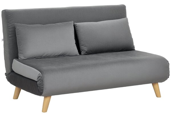 HOMCOM 3 v 1 rozkládací gauč 130 x 78 cm, pohovka s funkcí postele, skládací pohovka s bederními polštáři, sametový vzhled, nastavitelné opěradlo pro