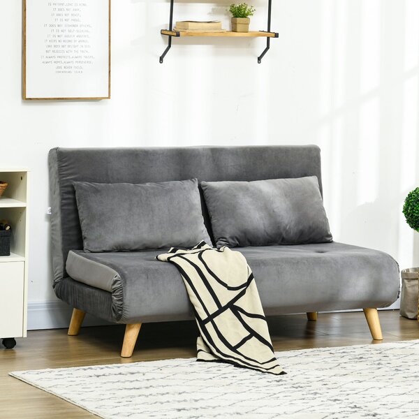 HOMCOM 3 v 1 rozkládací gauč 130 x 78 cm, pohovka s funkcí postele, skládací pohovka s bederními polštáři, sametový vzhled, nastavitelné opěradlo pro