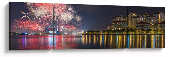 Obraz ohňostroje v singapuru (170x50 cm)