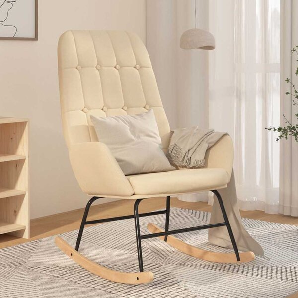 Houpací křeslo krémové textil 341255