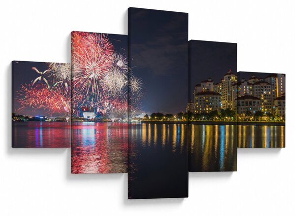 Obraz ohňostroje v singapuru (125x70 cm)
