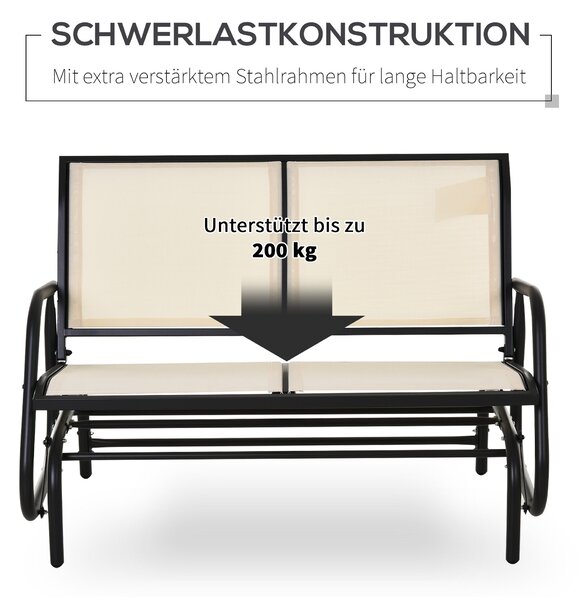 Outsunny 2-místná houpací lavička se houpacím mechanismem, zahradní houpačka z kovu, nosnost až 200 kg, zahradní nábytek pro zahradu, terasu, 120 x 70