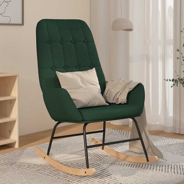 Houpací křeslo tmavě zelené textil 341258