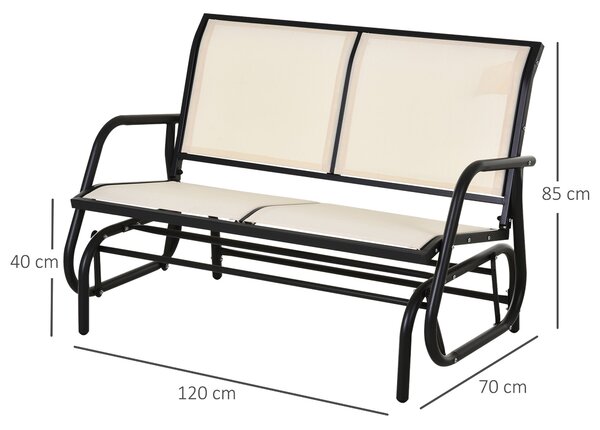 Outsunny 2-místná houpací lavička se houpacím mechanismem, zahradní houpačka z kovu, nosnost až 200 kg, zahradní nábytek pro zahradu, terasu, 120 x 70