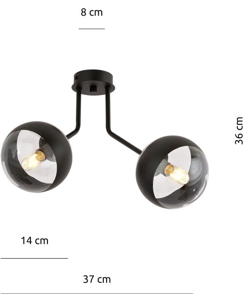 Emibig Nova Stripe stropní světlo 2x10 W černá-průhledná 1139/2