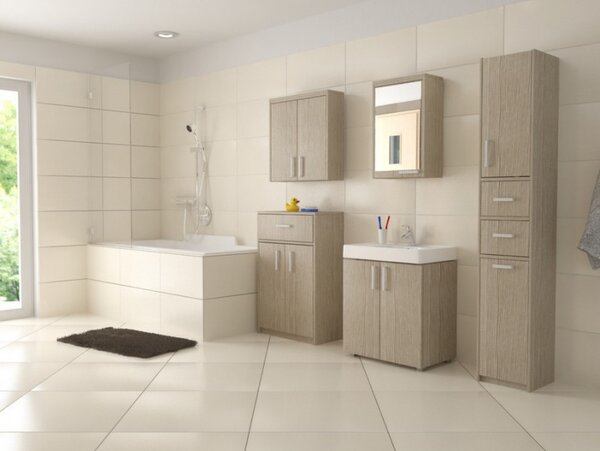 Koupelnová skříňka s košem Bathe 40 cm Olše světlá