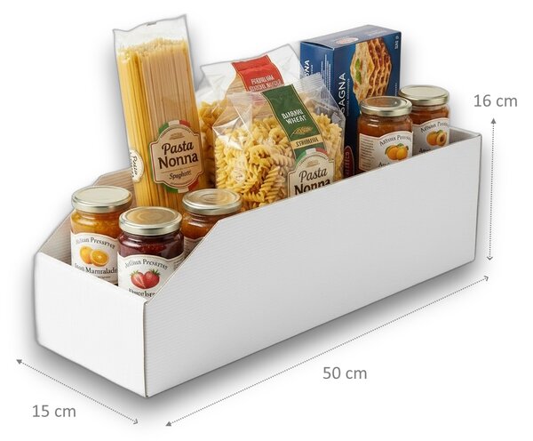 Usporadejto.cz Úložný box, plastový 15x50x16cm - do spíže i do skříně KARTONPLAST - BÍLÝ