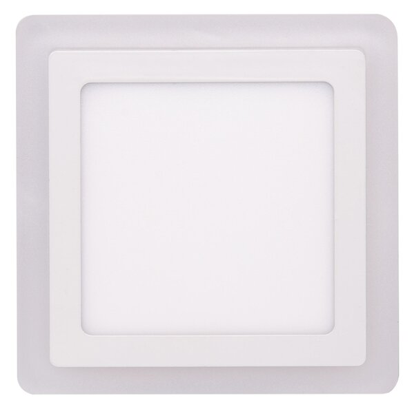 Ecolite Bílý vestavný LED panel hranatý 195 x 195mm 12W+4W podsvícený LED-DUO-S12W