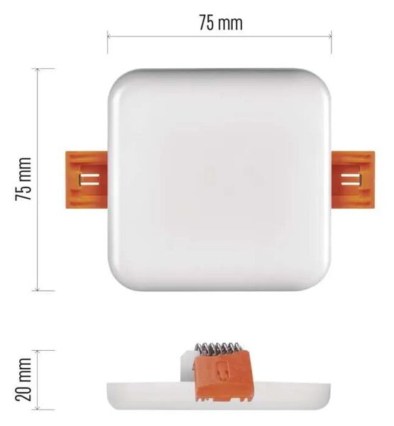 EMOS Bílý vestavný LED panel hranatý 75 x 75 mm 6W IP65 Barva světla: Denní bílá ZV2112