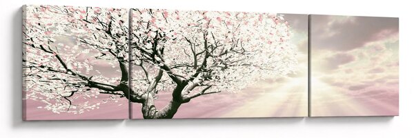 Růžový obraz stromu (170x50 cm)