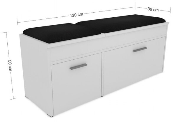 Botník šířka 120 cm Tosen Olše světlá s bílým podsedákem