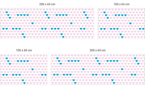FUGU Pixel hearts - ochrana steny za postel Varianta ochrany zdi: Delší strana postele 200x65 cm