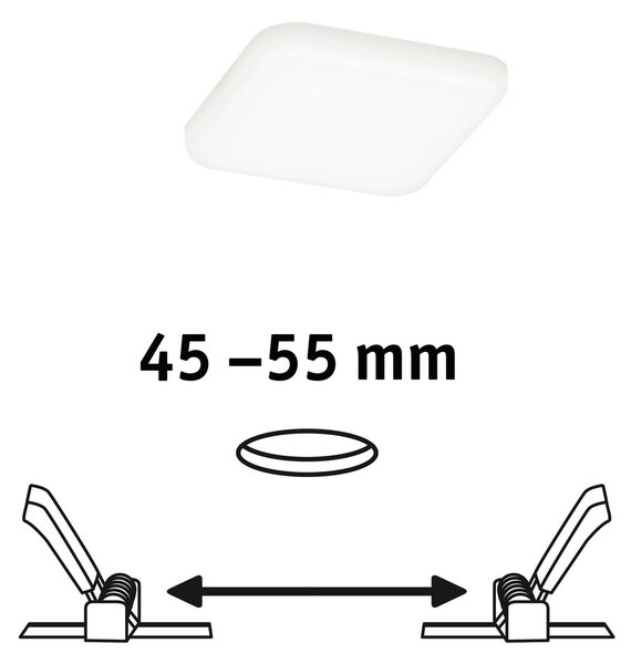 Paulmann 92396 Veluna VariFit, hranaté zápustné svítidlo, 4,5W LED 4000K, 7,5x7,5cm, IP44