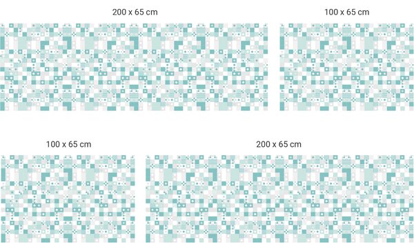 FUGU Pruh za postel - Broken tetris turquoise grey Varianta ochrany zdi: Delší strana postele 200x65 cm