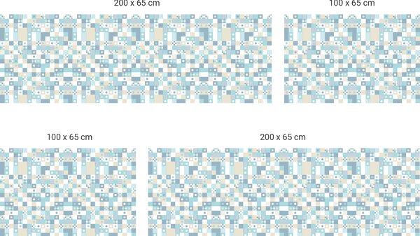 FUGU Pruh za postel - Broken tetris blue beige Varianta ochrany zdi: Delší strana postele 200x65 cm