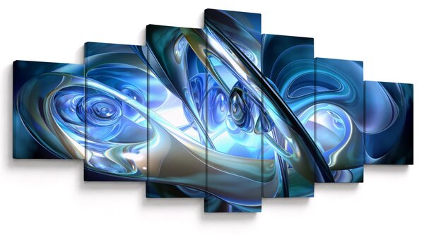 Obraz modrých fraktálů (210x100 cm)