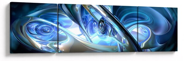 Obraz modrých fraktálů (170x50 cm)