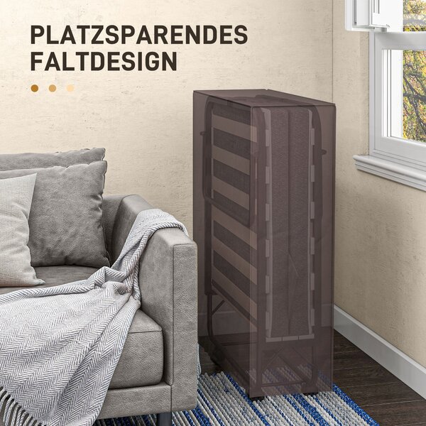 Skládací postel pro hosty HOMCOM s kolečky, matrace 10 cm, potah, cestovní postel s postranní kapsou Tmavě šedá 190 x 80 x 42 cm | Aosom